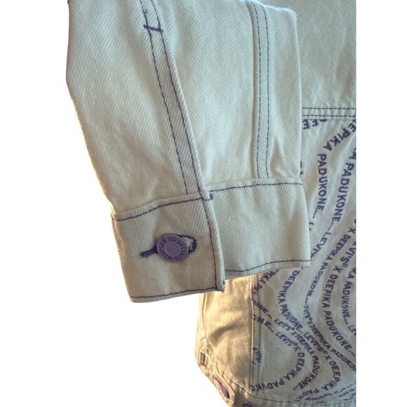Levis x Deepika Padukone Colab White Denim Jacket with Purple Accents NWT - Picture 6 of 10